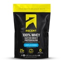 Ascent 100 % Whey Protein Powder - 포스트 운동 Whey Protein Isolate, Zero 인공 향 및 감미료, 글루텐 무료, 5.5g BCAA, 2.6g Leucine, Unflavored 2 lb