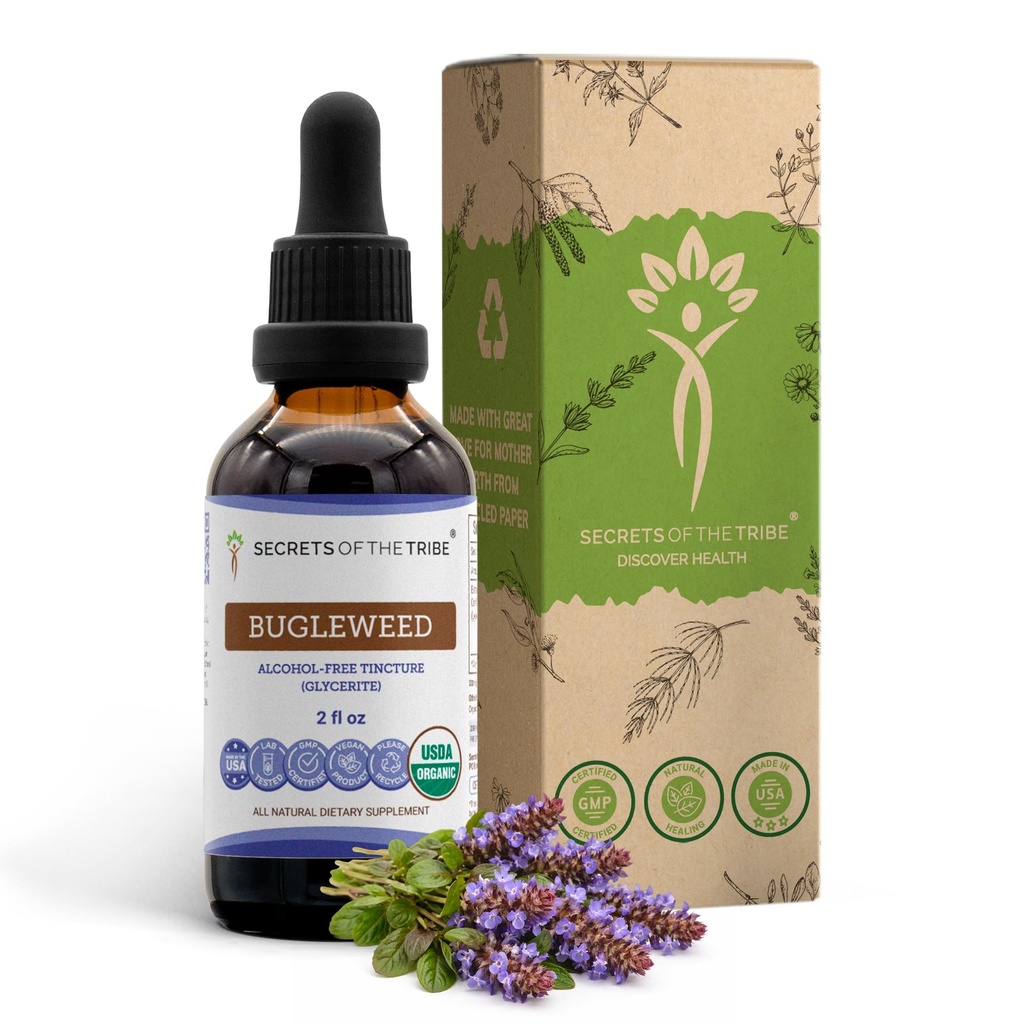 Bugleweed USDA Organic | 알코올 무료 추출물, 고순도 초본 드롭, 호흡 시스템 | 100 % 인증 유기농 버블 (Ze Lan, Lycopus Virginicus) 건조 허브 (2 FL OZ)