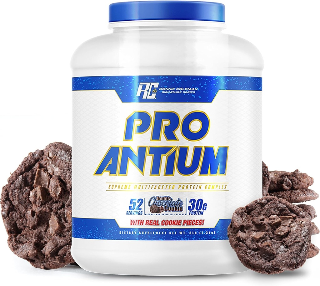 Ronnie Coleman 서명 시리즈 Pro-Antium BCAA의와 EAA의, 회복과 Lean 근육 지원을 위한 크레아틴, 서빙 당 30g 단백질, 두 배 초콜렛 과자, 5개 Lb를 가진 Whey 단백질 분말