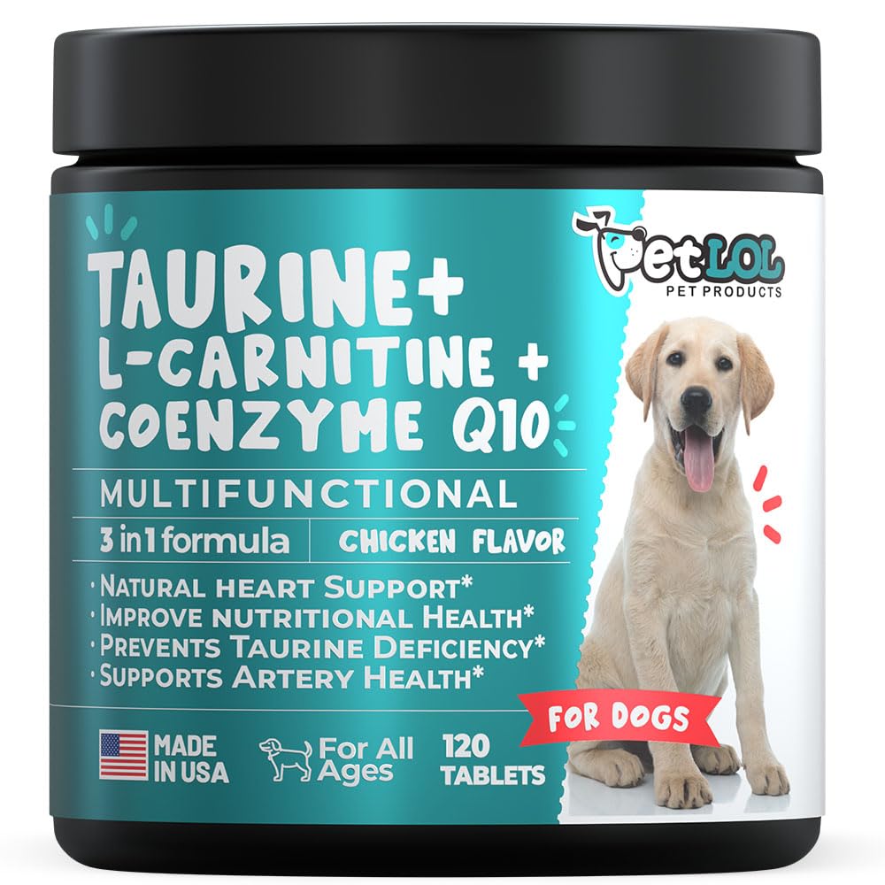 L-Carnitine과 Coenzyme Q10 (CoQ10)를 가진 개를 위한 Taurine 보충교재: 확대한 심장 (DCM), 혼잡한 심장 실패, Taurine 부족을 위해 종료되는 Vet: 3-in-1 | 개 보충교재 120ct