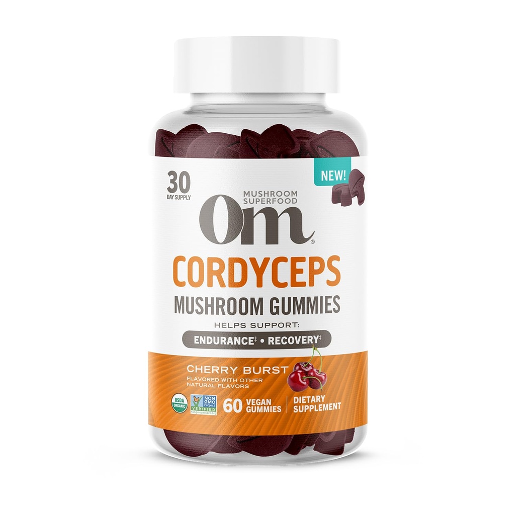 OM MUSHROOM SUPERFOOD Cordyceps Gummies, 미국은 유기 버섯, 지원, 내구시간, 에너지, & 회복, 60 조사, 30의 서빙 거미 보충교재를 성장합니다