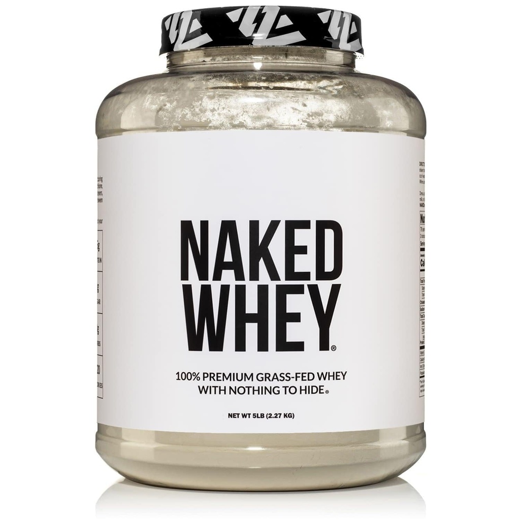 NAKED WHEY 5LB 100 % Grass Fed Unflavored Whey Protein Powder - 1 성분 만 Undenatured - GMO, Soy 또는 글루텐 없음 - 보존 없음 - 근육 성장 및 회복 촉진 - 76 서빙