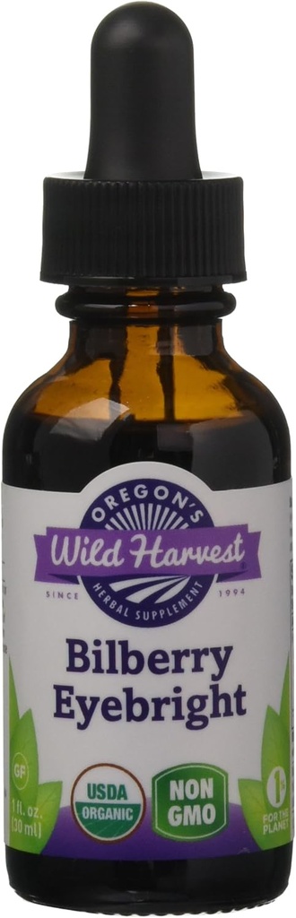 Oregon의 Wild Harvest Bilberry Eyebright 유기 추출물, 1 유체 Ounce