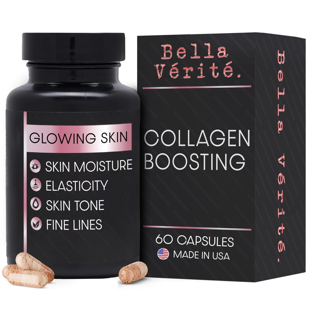 Bella Vérité Women & Men을 위한 매일 교원질 보충교재 - 젊음, Radiant Complexion & 전반적인 건강을 위한 근본적인 비타민 - Glowing & 매끄러운 피부를 지원하고십시오, 주름 & 건조를 감소시키십시오 (60의 캡슐)