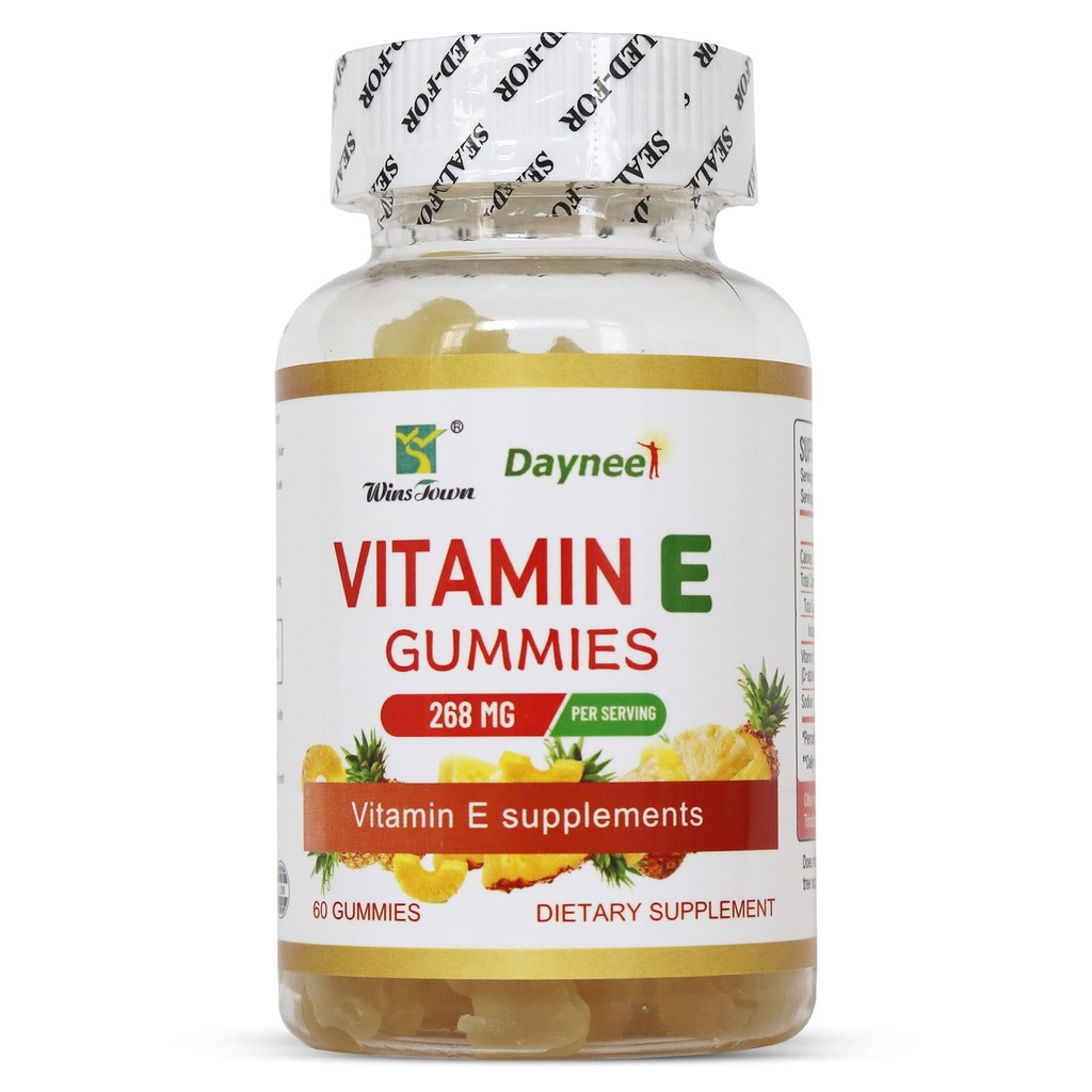 비타민 E Gummies 268mg의 Delicious, Vegan, Non-GMO의 성숙한 거미 보충교재, Immune, 피부 & 눈 지원, 60 조사
