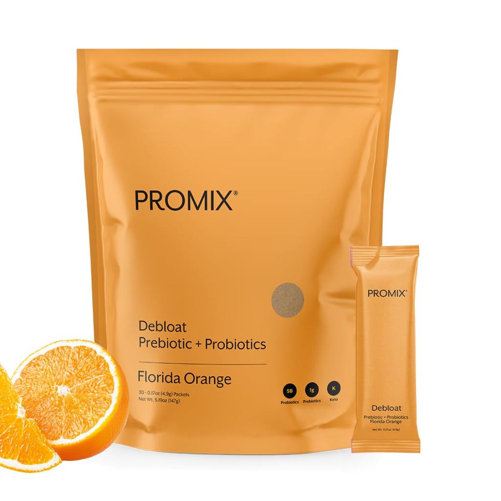 ProMix Nutrition Debloat Prebiotics와 Baobab와 Probiotics - 비타민 C, Bloating Relief, 면역 지원 - 오렌지 - 30 서빙 (30 포장)