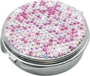 Bling Pill Case for Purse Medicine Vitamin Container Holder Pocket Pill Case Round Medicine 주최자 for Vitamin/Fish Oil/Supplement Travel Medicine Kit(3 구획 핑크)