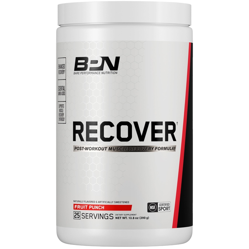 BARE PERFORMANCE NUTRITION BPN Recover Post-Workout 향상된 근육 복구 음료 혼합 – Amino9®, CherryPURE® Tart Cherry & Carnitine, 25 서빙, 과일 펀치와 필수 아미노산