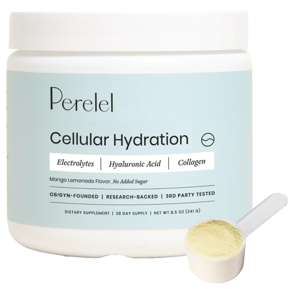 Perelel Hydration 분말, 교원질 & Hyaluronic 산, Mango Lemonade 풍미, Soy & 글루텐 자유로운, 비 GMO, 추가 설탕 없음, 28의 서빙을 가진 전해질 보충교재