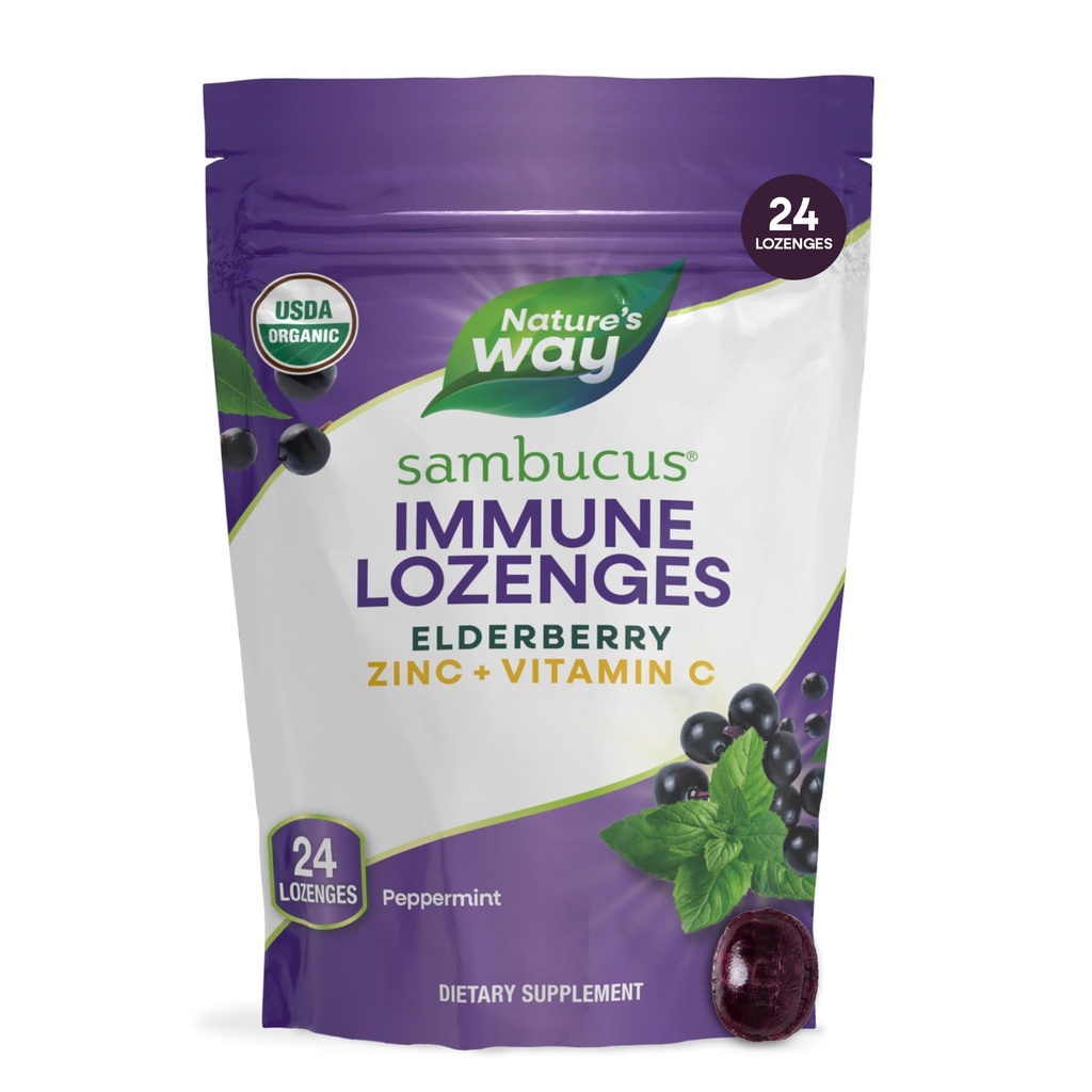 자연의 방법 Sambucus 아연 Lozenges 엘더베리와 비타민 C, 페퍼 민트 맛, 24 Lozenges