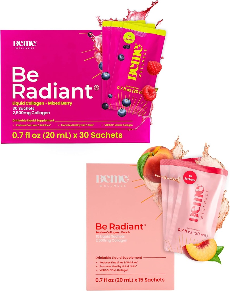 BeMe BeRadiant Peach & Berry 번들 - 액체 교원질 음료 보충교재