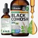 BIO KRAUTER Black Cohosh Root Tincture - Vegan Black Cohosh Supplements 여성 지원 - 알코올 및 설탕 무료 - 2 Fl.Oz.