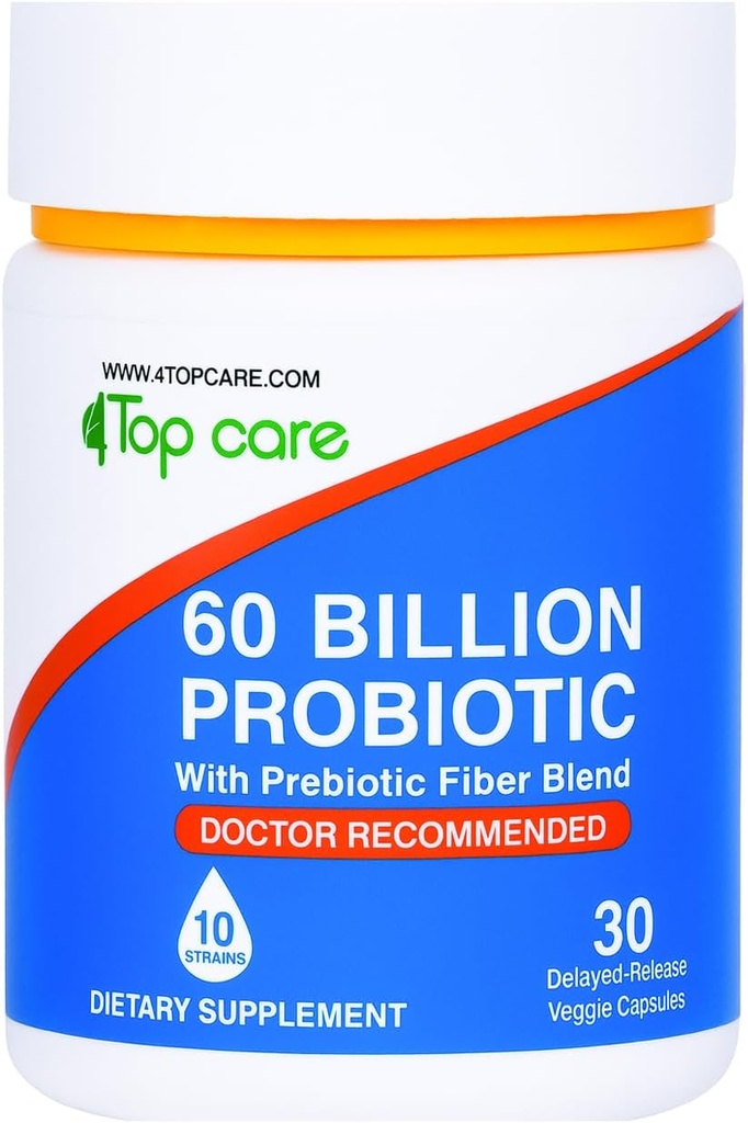 Probiotics 60 Billion CFU - 10 Strains + Organic Prebiotics - 면역, 소화 및 구트 건강 - Occasional 변비, Diarrhea, Gas & Bloating 지원 - 여성 및 남성 - 30ct