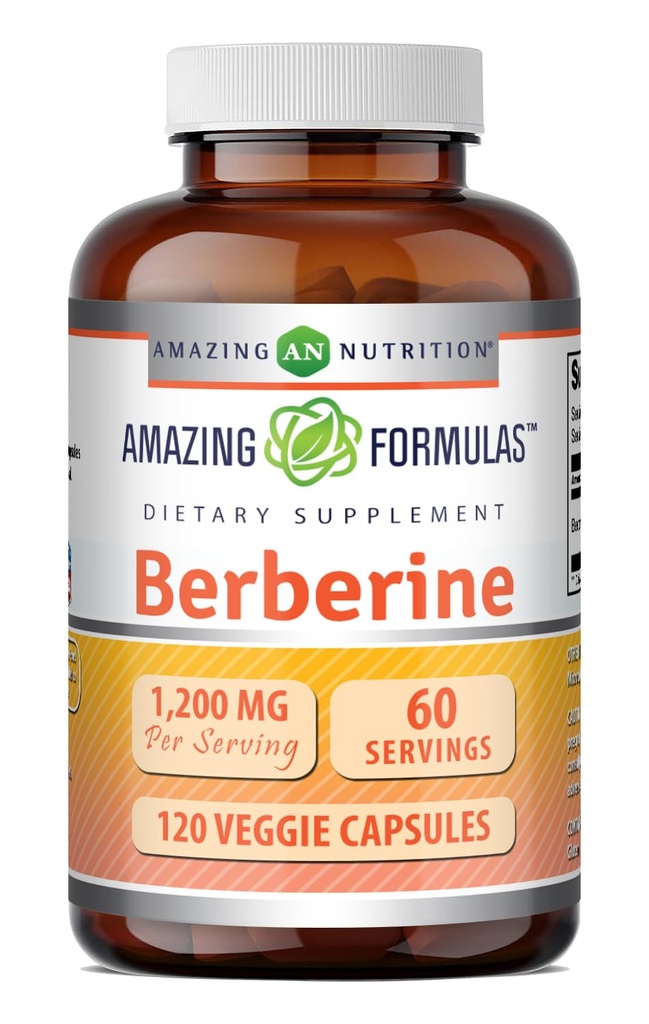 Amazing Formulas Berberine Supplement | 서빙 당 1200 Mg | Veggie Capsules | Non-GMO | 글루텐 프리 | 미국 (1개 팩, 120개)