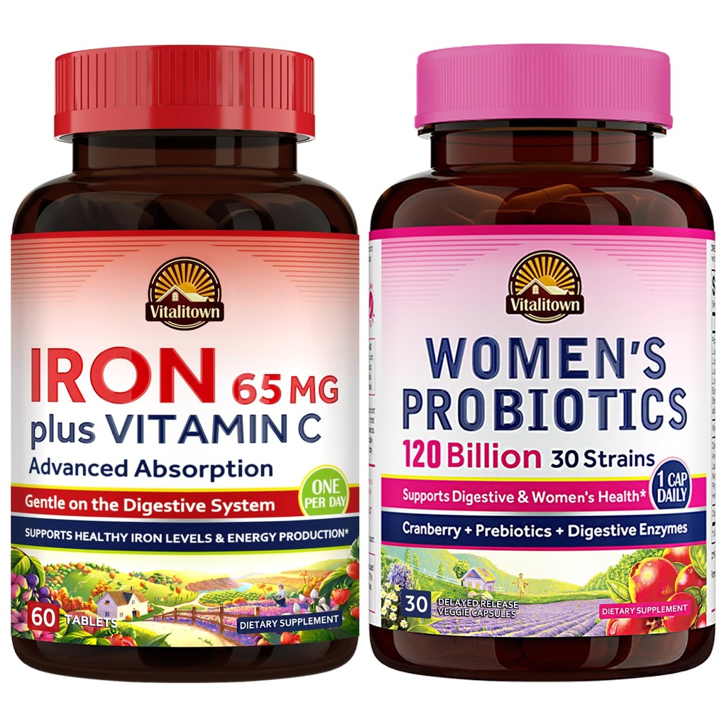 Vitalitown 여성 Probiotics & Iron Supplement 번들