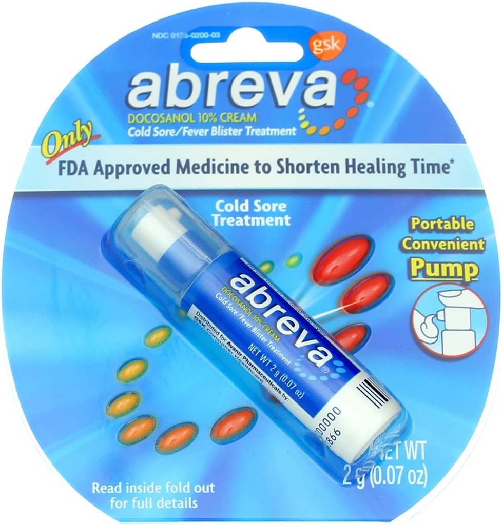 Abreva 2grm 펌프 크기 1ct Abreva 냉수 처리