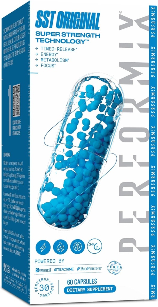PERFORMIX - SST Original - Pre Workout - 250 mg Caffeine - 에너지 보조제 - 충돌 없음 - 피트니스 목표 - Nootropic - 모든 Day Focus, Mood 및 Energy Boost에 대한 Timed-Release - 남성 및 여성 - 60 캡슐
