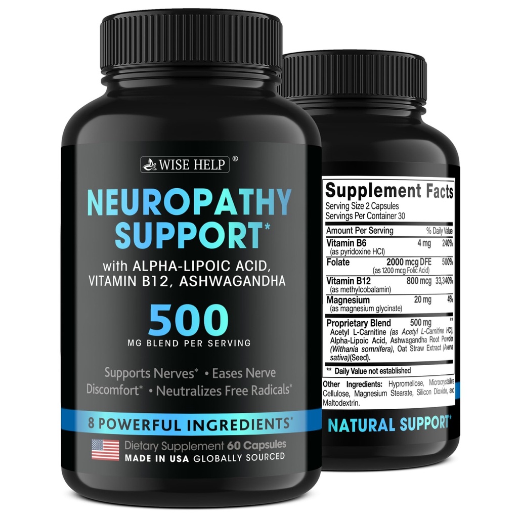 Neuropathy 지원 자연적인 Nerve 불편 구호 - 미국에서 만드는 - Trigeminal 신경통, 당뇨병 & 주변 신경병을 위한 Nerve 산화제 - 손, 목, 발 & 발가락 처리 공식 - 60의 모자