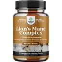 고급 사자 Mane 버섯 보충 - 사자 Mane 보충 캡슐 Reishi, Chaga, Maitake & Brain Health Memory Support & Focus - Nootropic for Mental Clarity - 30 Caps