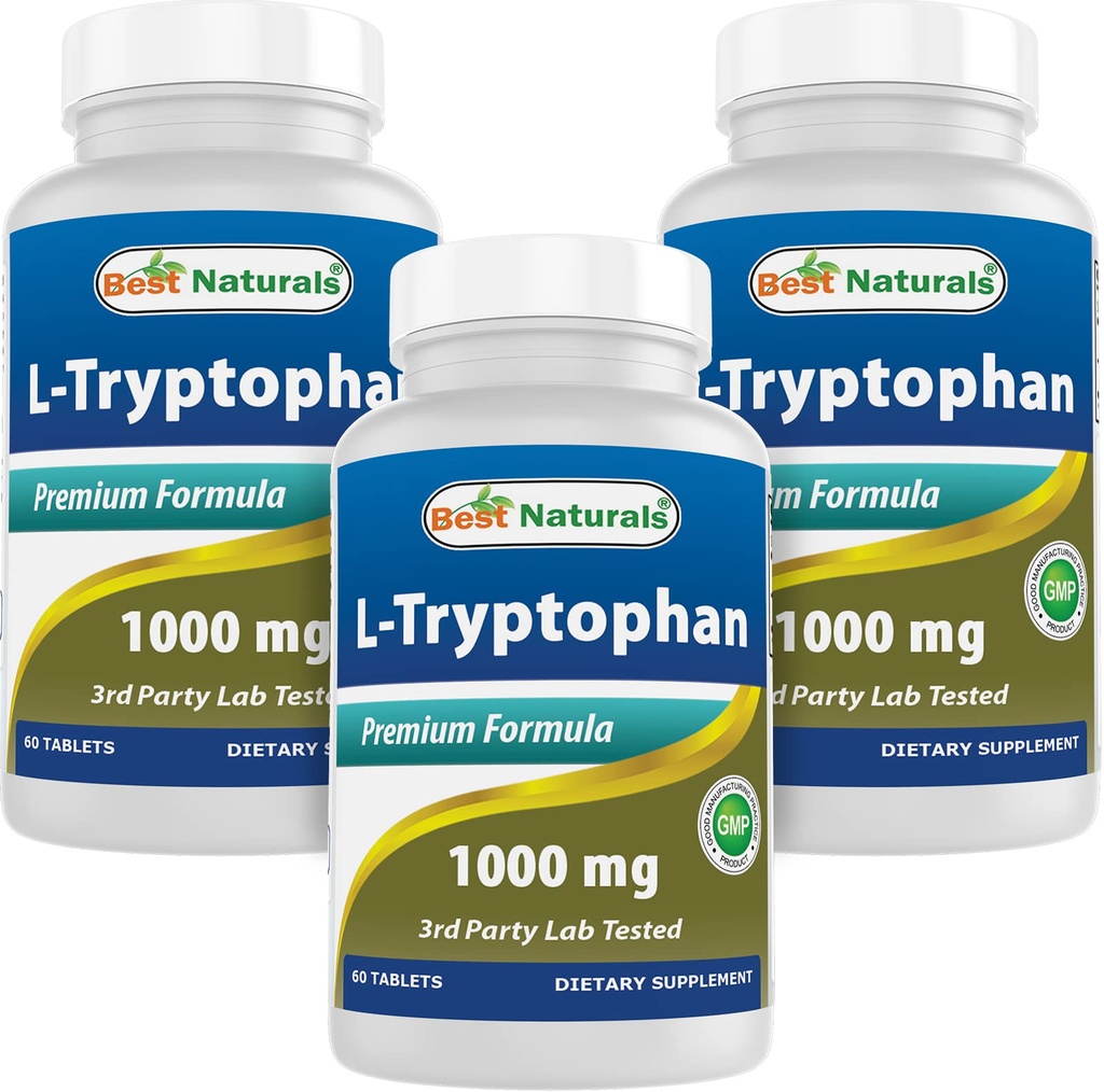 최고의 자연 L-Tryptophan 1000 mg 60 정제 (60 개)