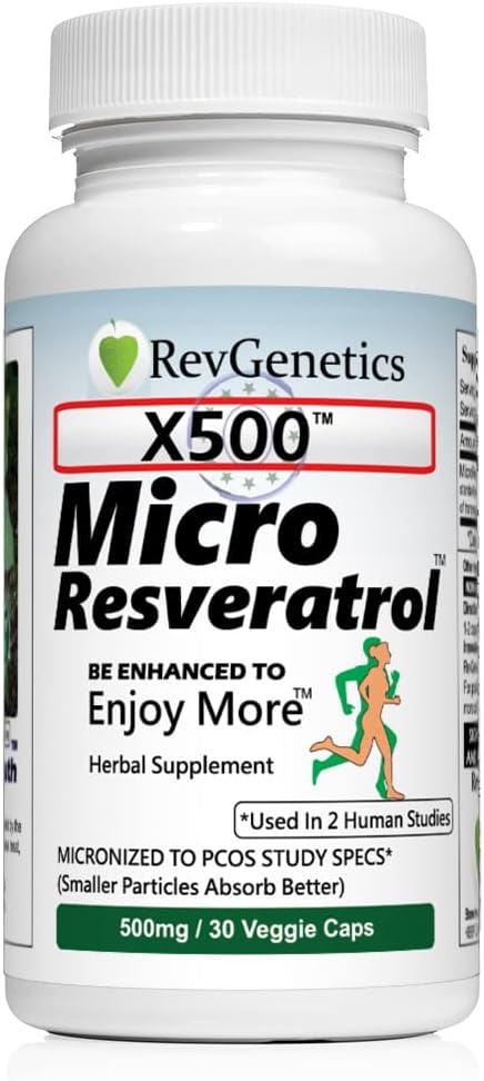 X500: 순수한 Resveratrol 500mg - 순수한 trans-Resveratrol - 30 채식 캡슐 - 캡슐 당 500 mg