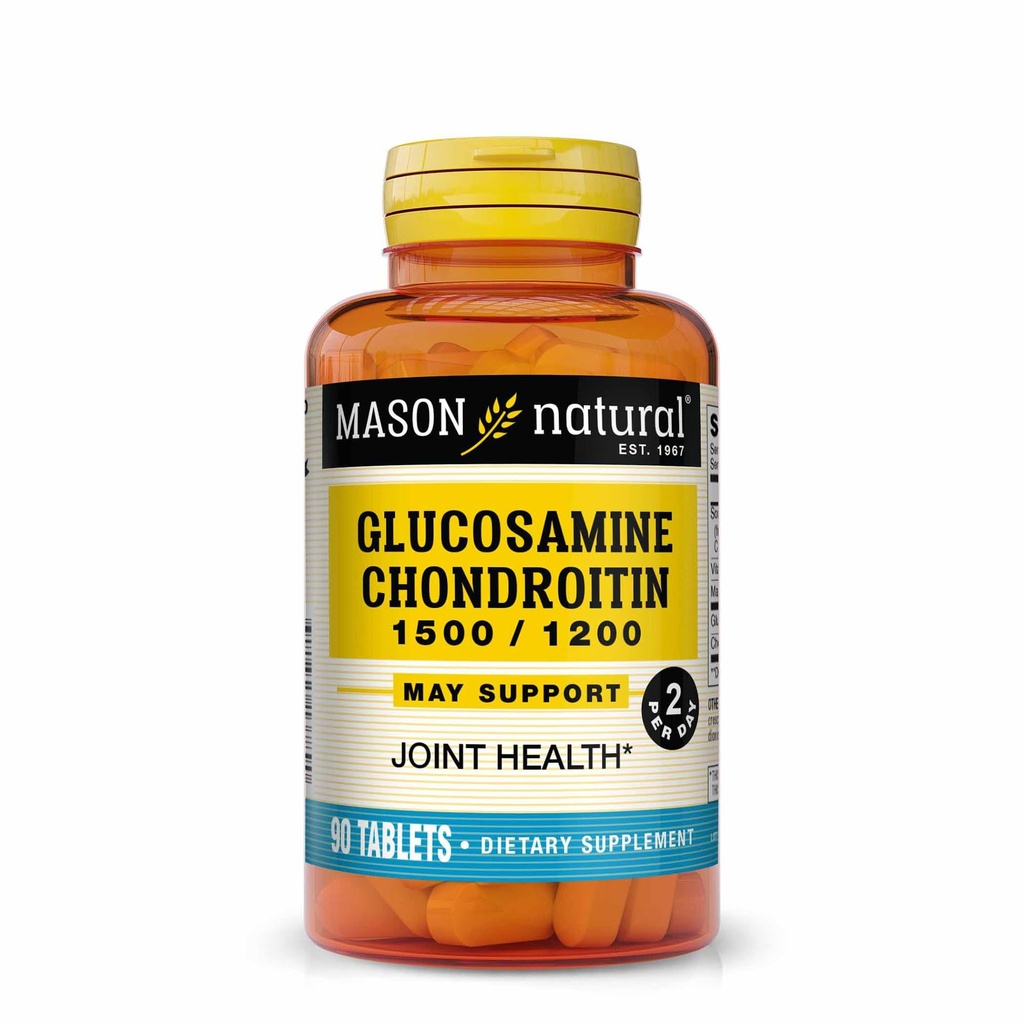 MASON NATURAL Glucosamine Chondroitin 1500/1200 비타민 C를 가진 일 당 2 - 합동 건강, 개량된 융통성 및 Mobility*의 90의 캡슐을 지원합니다