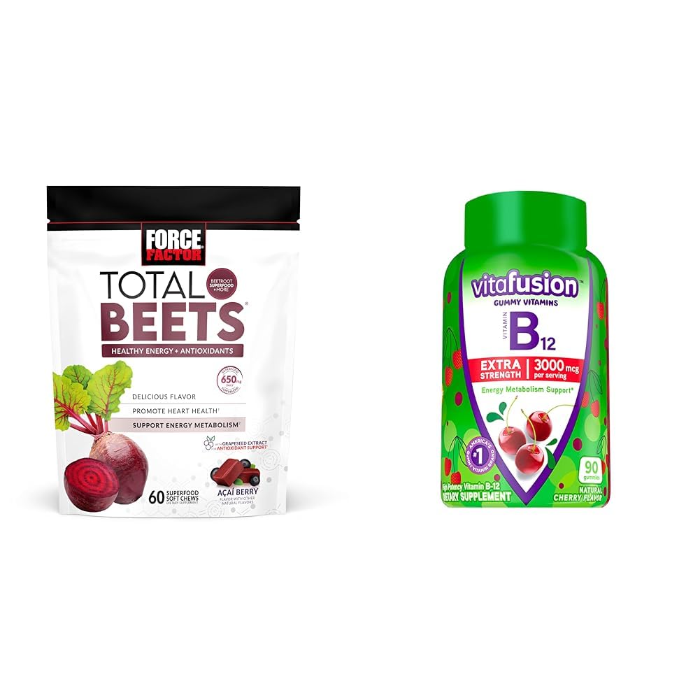 힘 요인 Beetroot & Grapeseed 추출물 플러스 Vitafusion B12 Gummies, 90의 조사 버찌 풍미를 가진 총 사탕 Chews