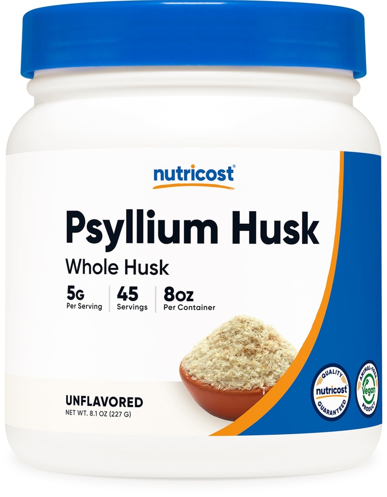 Nutricost Psyllium 전체 껍질 분말 (Flakes) 8.1oz - 글루텐 무료 및 비 GMO
