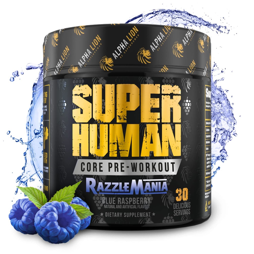 ALPHA LION Core Pre Workout w/Creatine for Performance, Beta Alanine for muscle, Powder, L-Citrulline for Pump & Tri-Source Caffeine for Sustained Energy (30 서빙, 블루 라즈베리 맛)