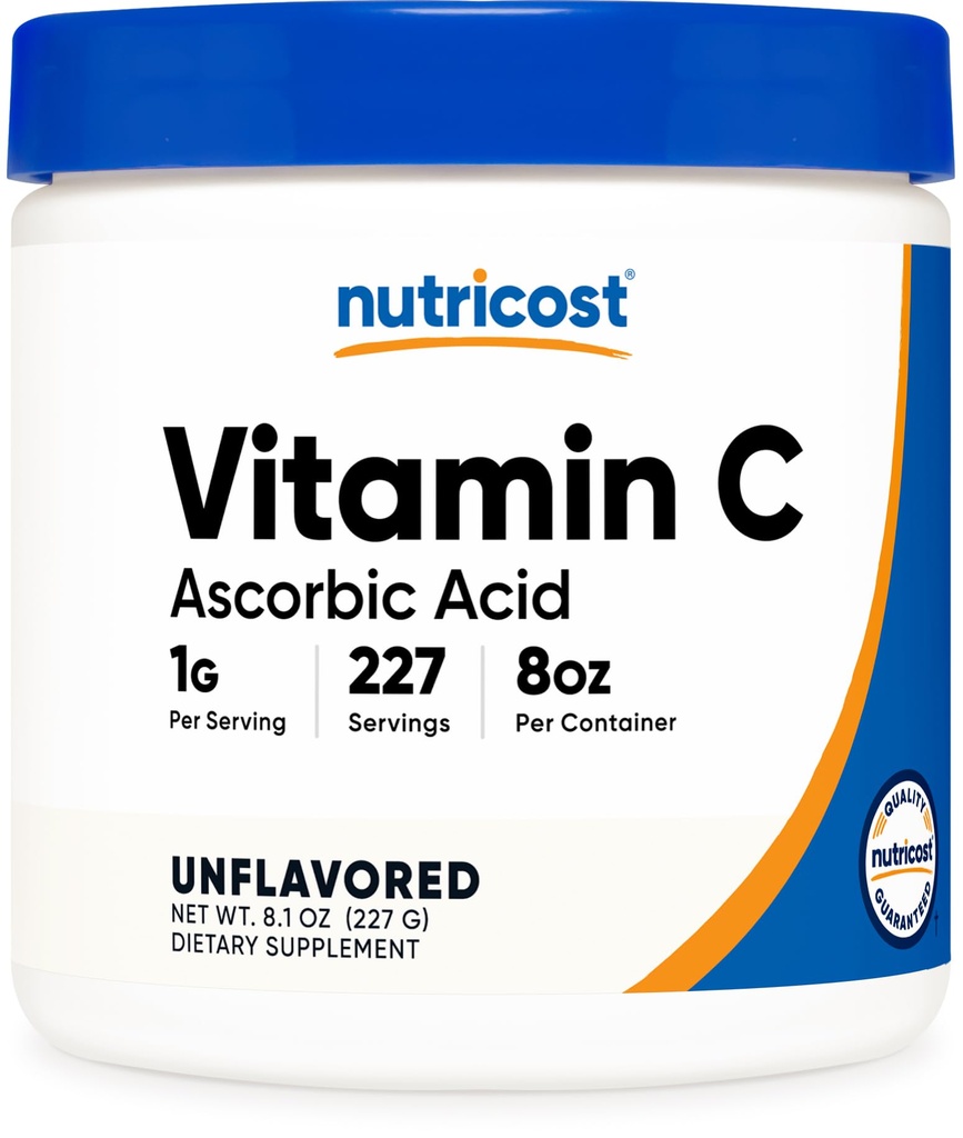 Nutricost 아스코르브산 분말 (비타민 C) 0.5 LBS (8 Ounce)