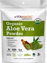 Vitamatic 공인 USDA 유기 알로에 Vera 분말 – 1 lb (16 oz) 피부, 소화, 해독 및 면역 건강 지원 | 비 GMO, 글루텐 프리, 고약