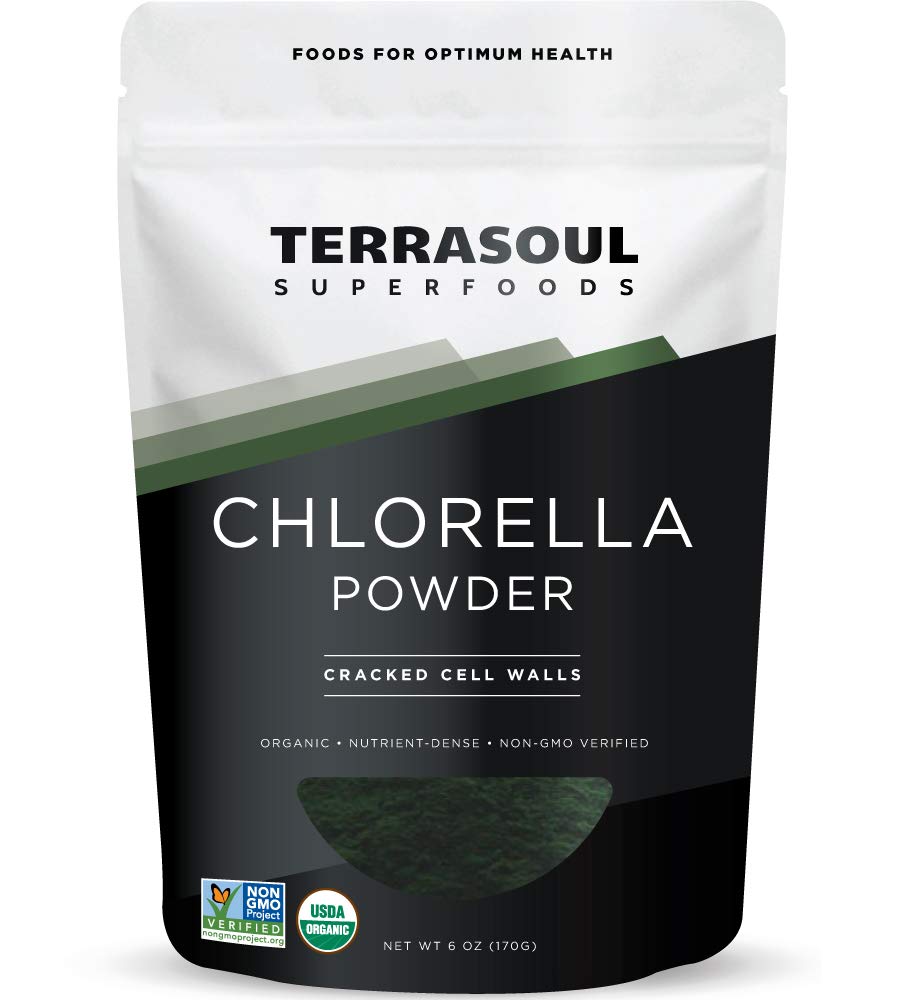 Terrasoul Superfoods 유기 Chlorella 분말 (Cracked Cell Walls), 6 온스