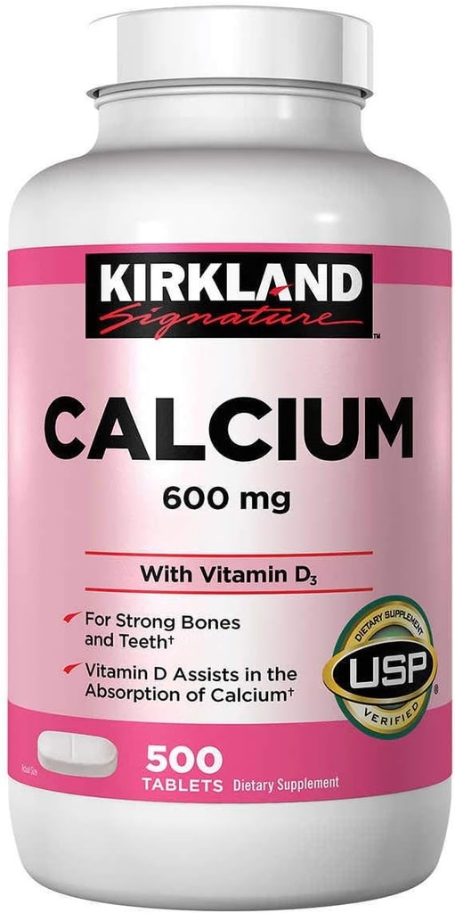 Kirkland 서명 칼슘 600 mg. 비타민 D3, 500 정제 (2 팩)