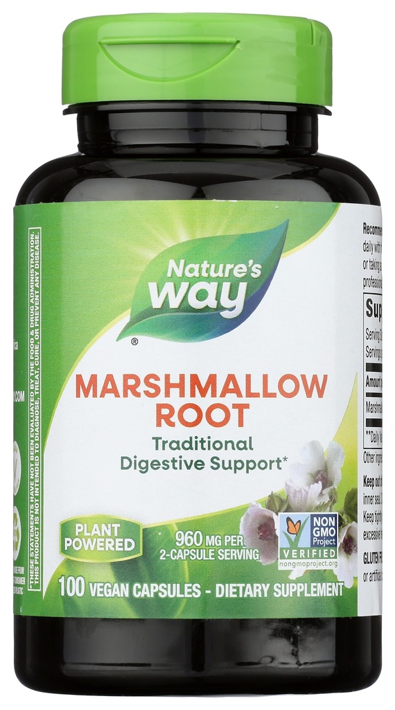 자연의 방법 Marshmallow 뿌리 - 전통적인 소화를 위한 Marshmallow 뿌리 보충교재 * - 글루텐 자유로운, 낙농장 자유로운 & Vegan - 쉬운 Swallow 캡슐 - 100개의 캡슐 (포장 May Vary)