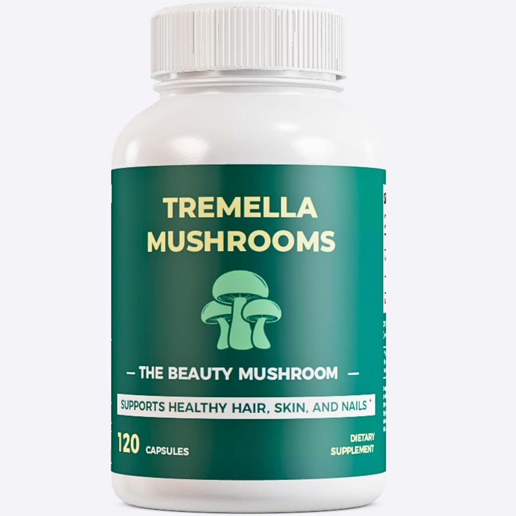 Tremella 버섯 추출물 캡슐 1000mg | 눈 버섯 (Tremella fuciformis)는 피부, 머리, 못, 건강한 합동, 뇌 건강, 면역성|120 Vegan 캡슐, 비 GMO를 보충합니다