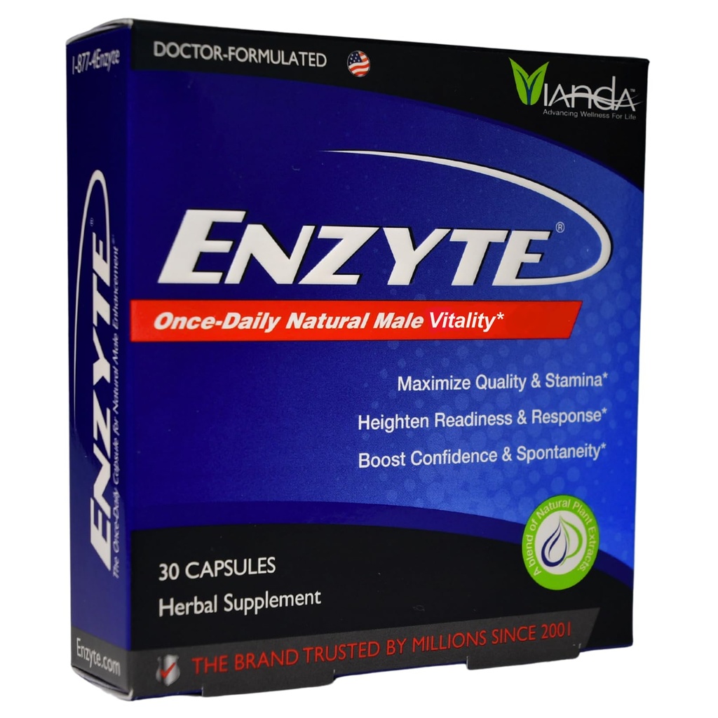 Enzyte® Natural Male Vitality Support | 아시아 인삼, 은행나무 Biloba, 포도씨, Epimedium, Muira Puama - 30 캡슐, 30 일 공급