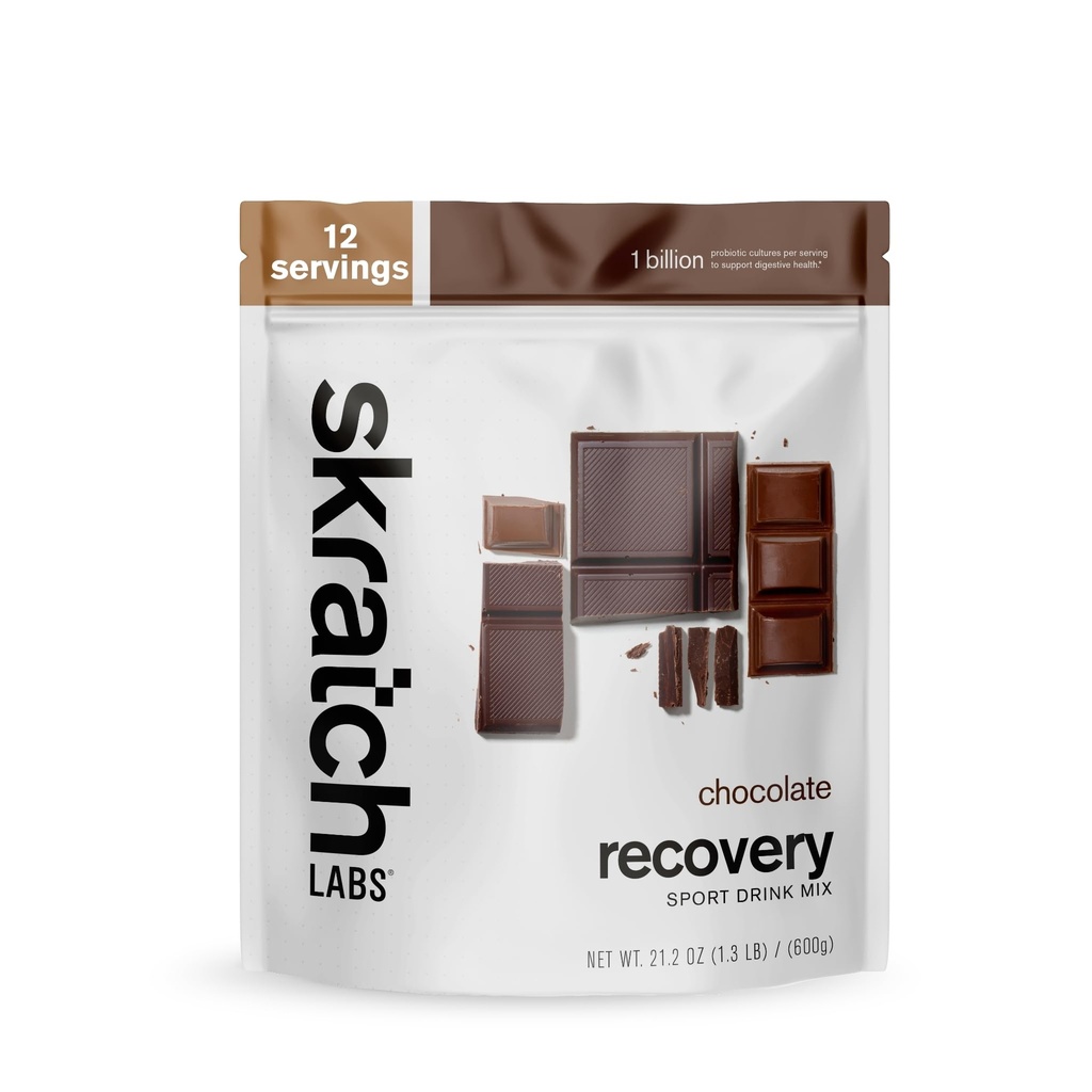 Skratch Labs Post Workout Recovery Drink Mix with Chocolate, (21.2 oz, 12 서빙) Casein, Whey, Probiotics, Gluten Free, Kosher, 채식
