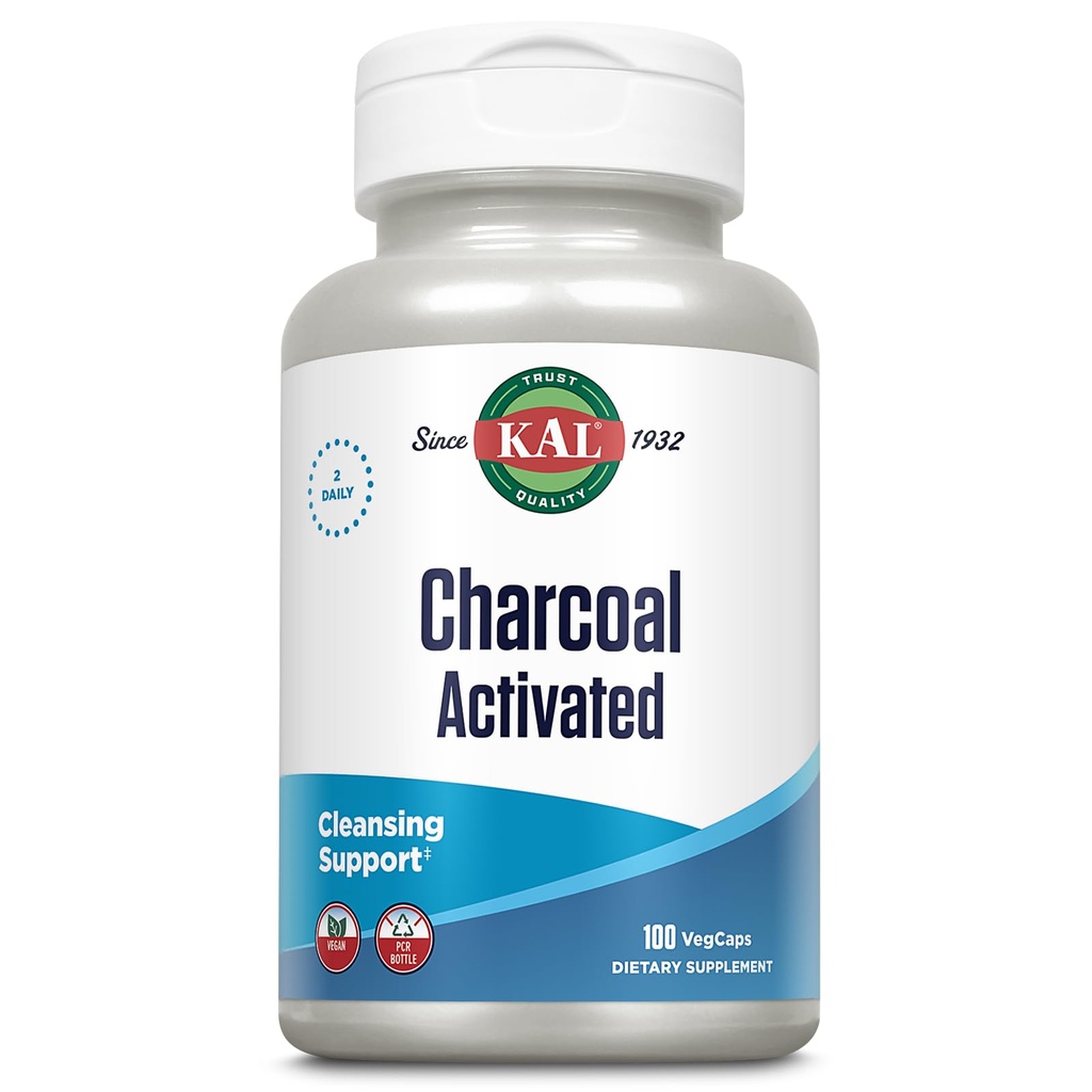 KAL 숯, 활성화 코코넛 쉘 280mg | 100ct