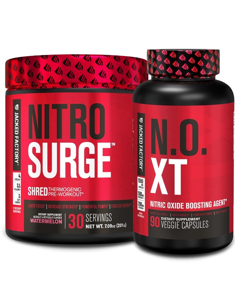 Jacked 공장 Nitrosurge는 Watermelon & N.O. 남자 & 여자를 위한 XT Nitric 산화물 승압기에 있는 Thermogenic 전 운동을 Shred