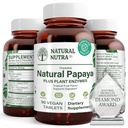 Digestion과 Body Cleanse의 Natural Nutra Papaya Chewable Enzymes - 소화 건강, Ease Gastrojangal Discomfort 지원 - 영양 흡수 및 Bloating 감소 - 90 Vegan 정제