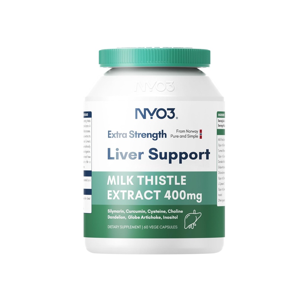 NYO3 28000mg 우유 이틀 70:1 Curcumin & Artichoke, 83% Silymarin, 60 일 공급, Liver Cleanse Detox & 수선, 산화 방지제 지원, 비 GMO를 위한 초본 보충교재를 가진 400mg를 추출하십시오