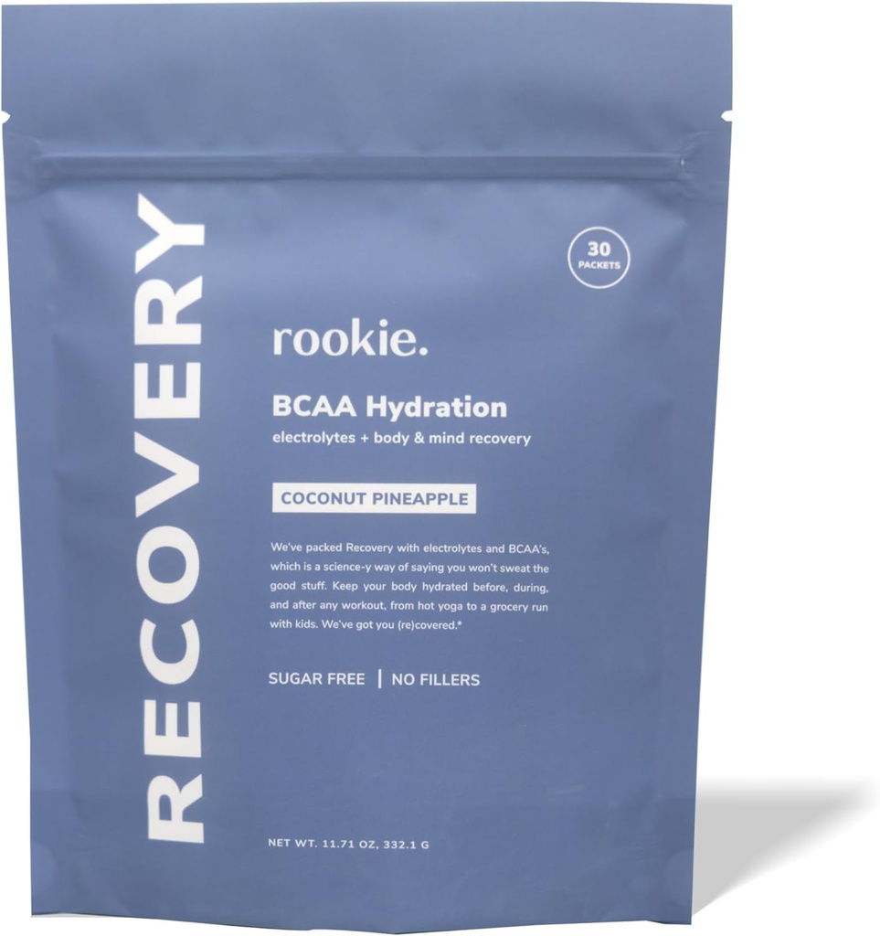 Rookie Wellness Recovery BCAA - 지 분지 체인 아미노산의 5g, 수 분 용으로 전해질 및 10 칼로리 (30 서빙, 코코넛 파인애플)