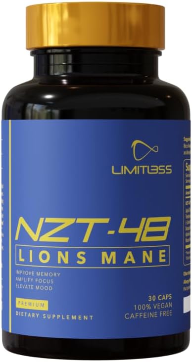 NZT-48 프리미엄 두뇌 부스터 - 사자 Mane 보충 캡슐 - 메모리 및 초점을위한 Nootropic 두뇌 보조제 - 뇌 알약 - 자연 에너지 - 카페인 무료, 인스파티딜 세린, 30 서빙