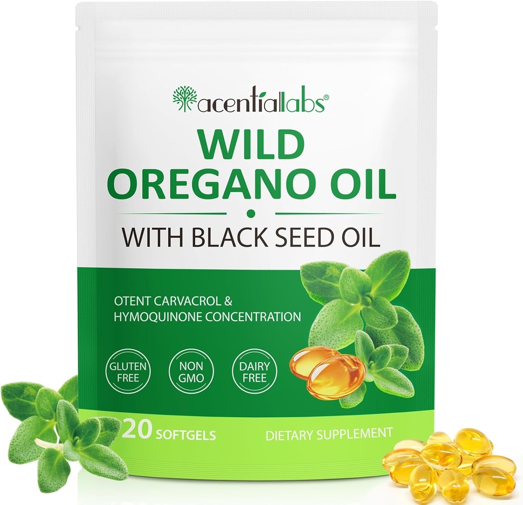 Oregano Softgels의 기름, 120 조사 Oregano 기름 보충교재 캡슐, Oregano 기름 캡슐, 165mg Carvacrol, 까만씨 기름 200mg를 가진 Oregano의 1 6000mg 기름에 대하여 2