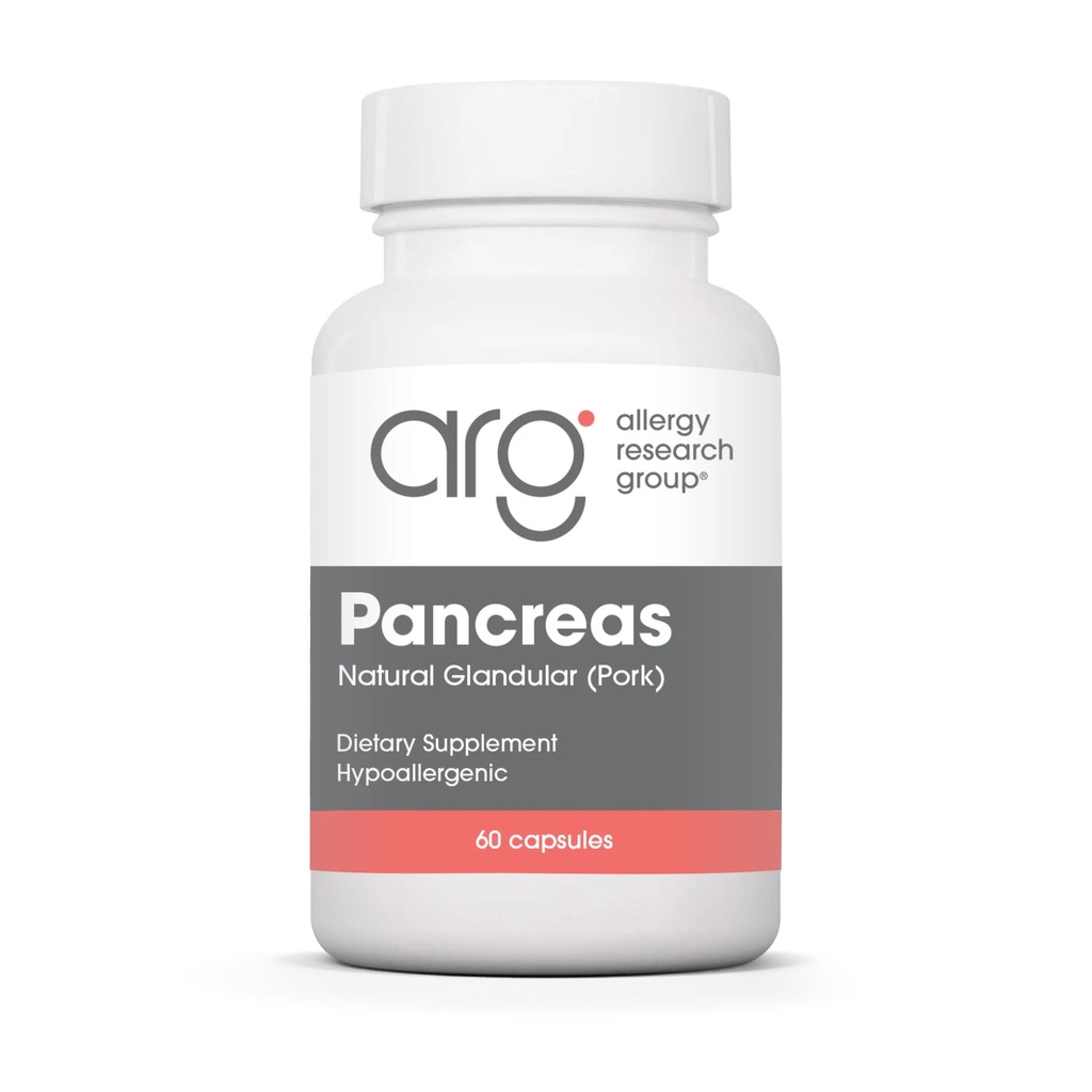알레르기 연구 그룹 Pancreas Pork 보충교재 - Pancreas 자연적인 Glandular, 425mg Pancreatic 효소, 소화 효소 Amylase, Protease - 60 조사
