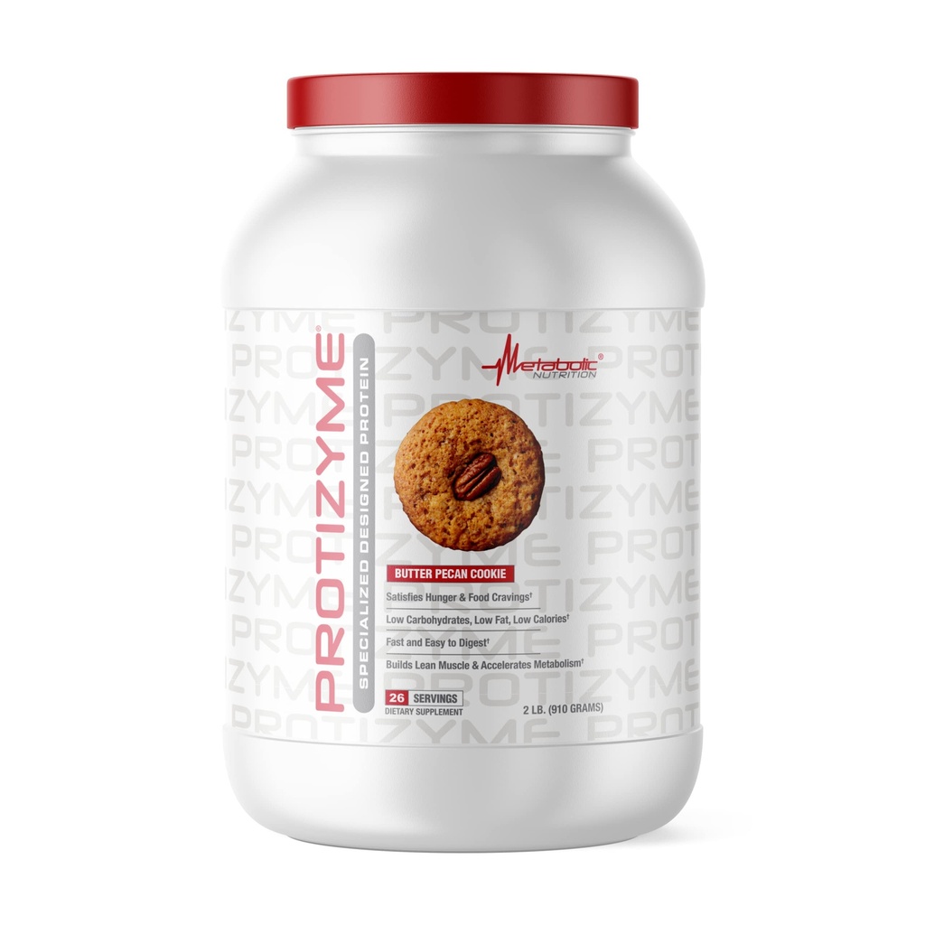 대사 영양, Protizyme, 100 % Whey Protein Powder, High Protein, Low Carb, Low Fat Whey Protein, Digestive Enzymes, 24 Essential Vitamins 및 Minerals, Butter Pecan Cookie, 2 Pound (26 ser)