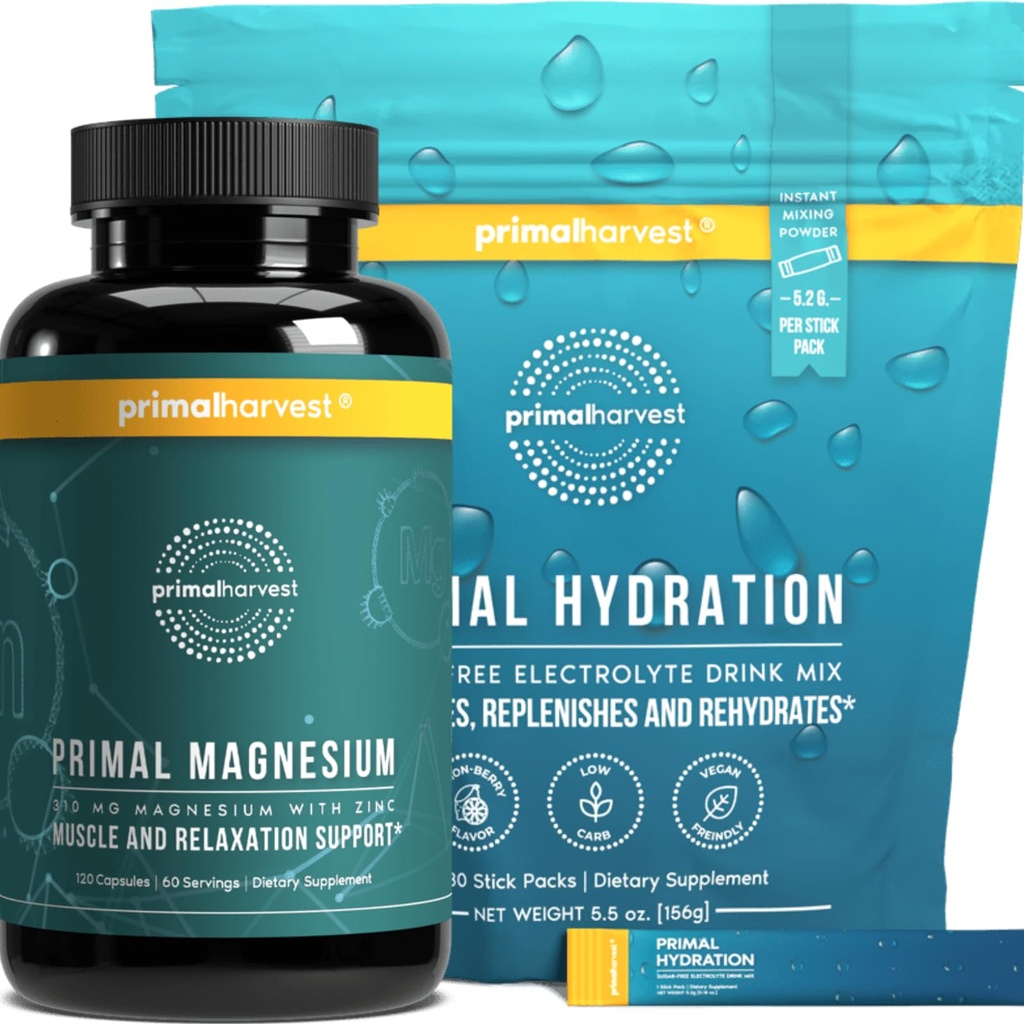 Hydration Powder & Magnesium Complex는 Primal Harvest, Bundle의 남성용 보충제입니다.