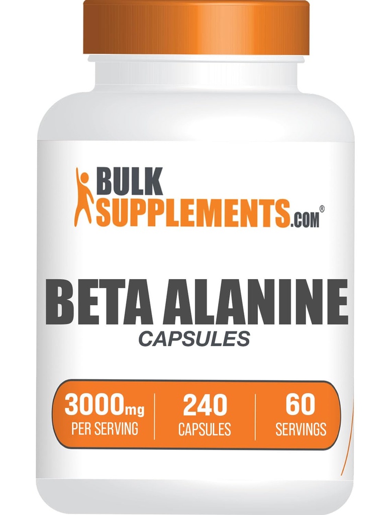 BulkSupplements.com 베타 알라닌 캡슐 - 베타 알라닌 보충, 사전 운동 보충 - 글루텐 무료, 서빙 당 4 캡슐, (3000mg), 240 개 (팩 1)