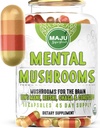 MENTAL 버섯 캡슐, 유기 추출물 보충교재 w/ 사자 Mane, Cordyceps, Reishi 및 Chaga, 당신의 초점, 에너지, 웰니스 및 면역 체계 - Nootropic 버섯, 면역성이 있는 지원 90ct