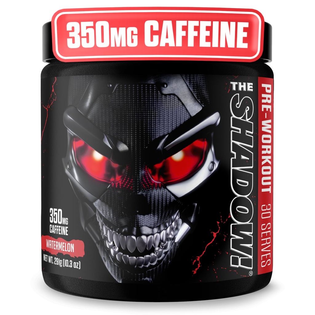 JNX SPORTS The Shadow! 350mg of Caffeine Hard Core Preworkout - 수박 30 인분 | 전기 에너지, 남성 초점 및 수퍼맨 강도